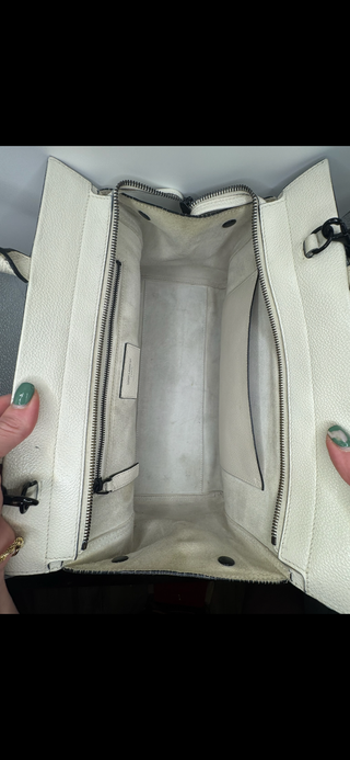 Yves Saint Laurent Cabas Rive Gauche white leather handbag