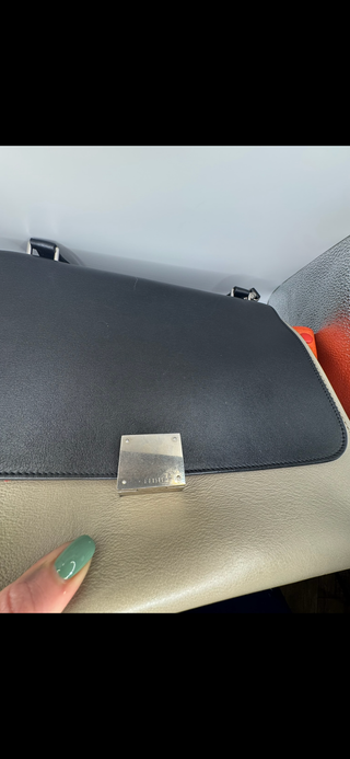 Authentic Celine Trapeze 2-Way Handbag Orange Leather Top Handle Shoulder Bag