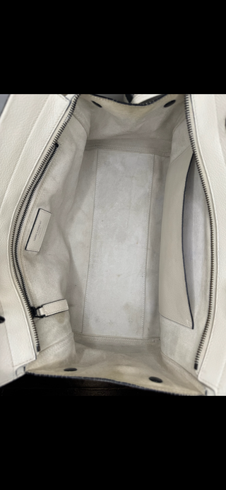 Yves Saint Laurent Cabas Rive Gauche white leather handbag