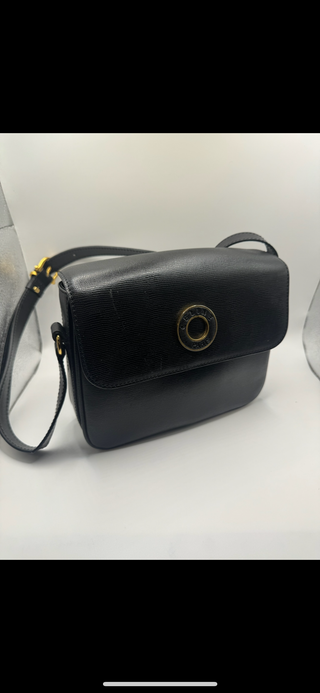 Céline Vintage Macadam Black Leather Crossbody Bag – Red Interior