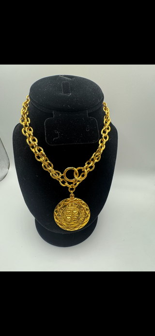 Chanel Vintage Gold-Tone CC Pendant Chain Necklace
