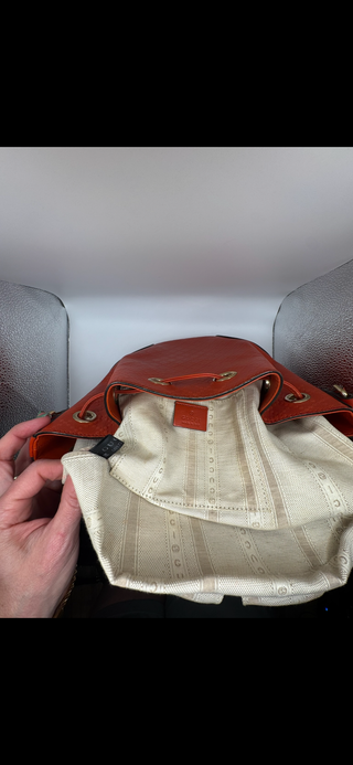 GUCCI Diamante Shoulder Bag Leather Red Gold