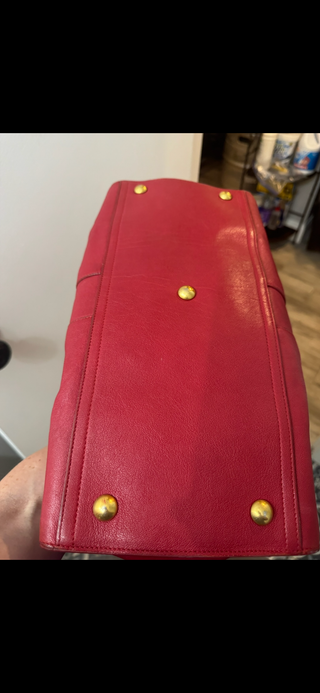 YSL Cabas Chyc Large Red Leather Tote Bag