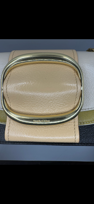 See by Chloé Mini Hopper Crossbody Shoulder Bag – Cement Beige Colorblock