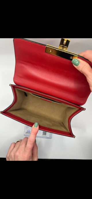 Gucci Padlock Small Shoulder Bag – GG Coated Canvas with Red & Magenta Leather