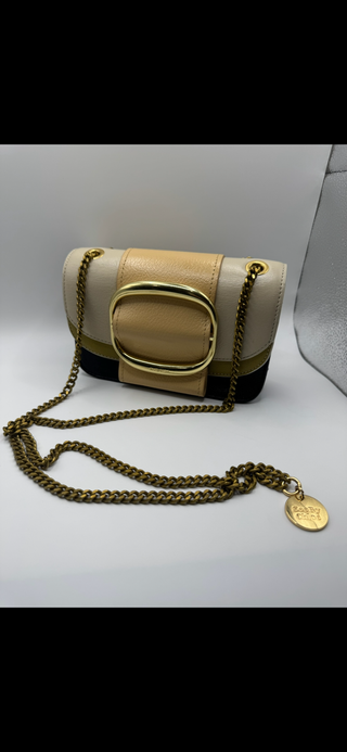 See by Chloé Mini Hopper Crossbody Shoulder Bag – Cement Beige Colorblock