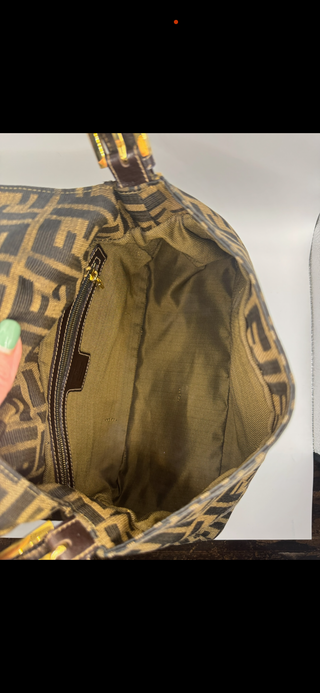 Fendi Zucca Mamma Baguette Shoulder Bag – Brown Canvas with Gold Hardware