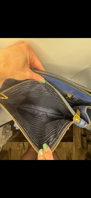 PRADA Galleria Double-Zip Medium Saffiano Leather Tote Bag Blue