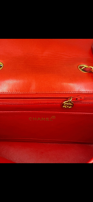 CHANEL Authentic Satin Quilted CC Mini Rectangular Flap Dark Pink/Red