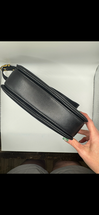 Céline Vintage Macadam Black Leather Crossbody Bag – Red Interior