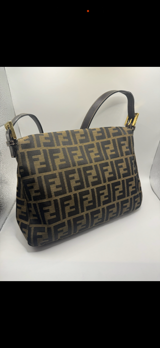 Fendi Zucca Mamma Baguette Shoulder Bag – Brown Canvas with Gold Hardware