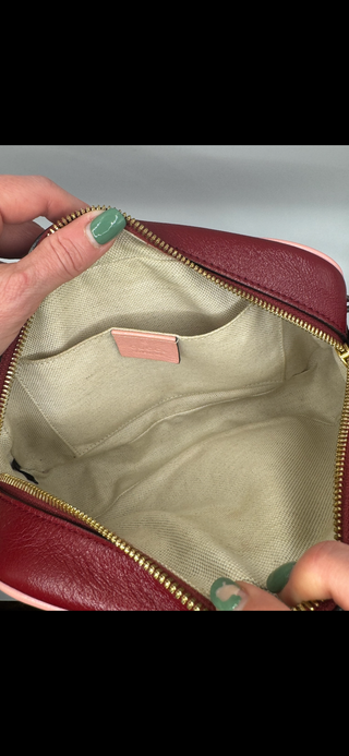 GUCCI GG Red Marmont Shoulder Bag Diagonal Quilted Leather