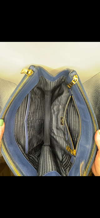 PRADA Galleria Double-Zip Medium Saffiano Leather Tote Bag Blue