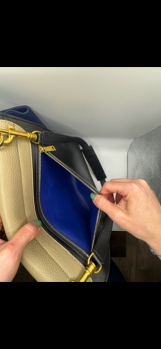 Céline Trapeze Tricolor Leather & Suede Shoulder Bag – Beige, Black, Blue