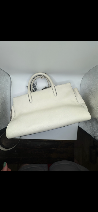 Yves Saint Laurent Cabas Rive Gauche white leather handbag