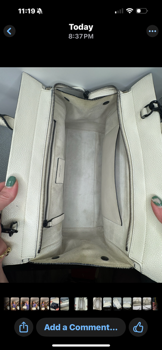 Yves Saint Laurent Cabas Rive Gauche white leather handbag