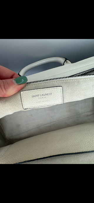 Yves Saint Laurent Cabas Rive Gauche white leather handbag