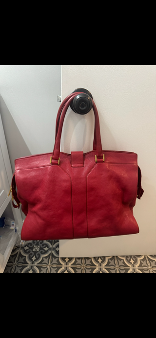 YSL Cabas Chyc Large Red Leather Tote Bag