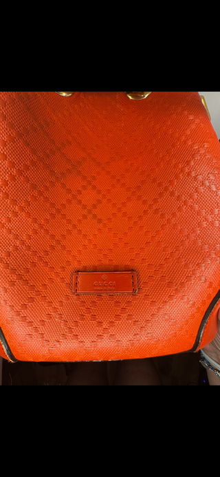 GUCCI Diamante Shoulder Bag Leather Red Gold