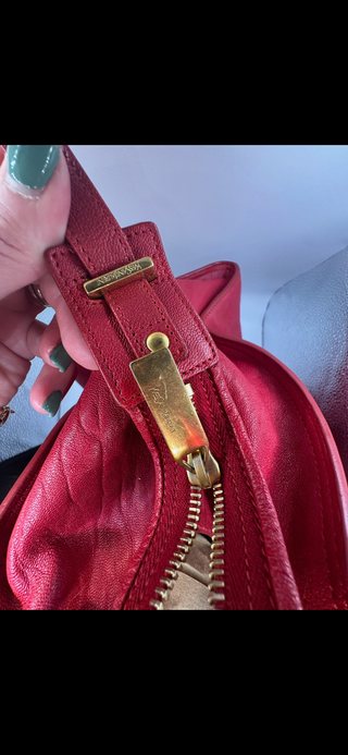 YSL Cabas Chyc Large Red Leather Tote Bag