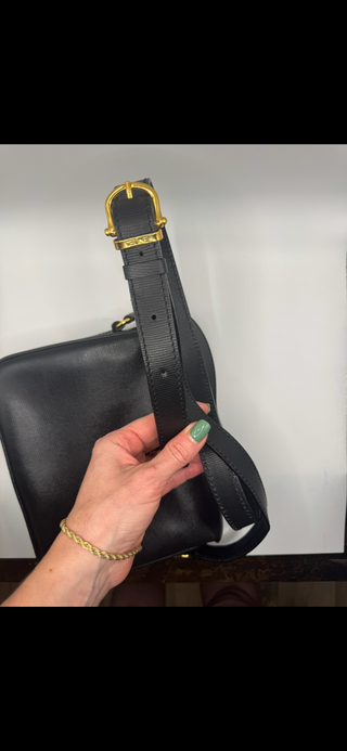 Céline Vintage Macadam Black Leather Crossbody Bag – Red Interior