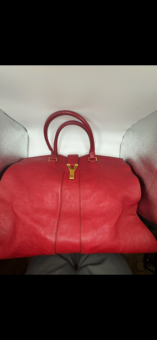 YSL Cabas Chyc Large Red Leather Tote Bag