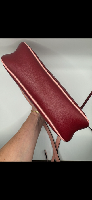 GUCCI GG Red Marmont Shoulder Bag Diagonal Quilted Leather