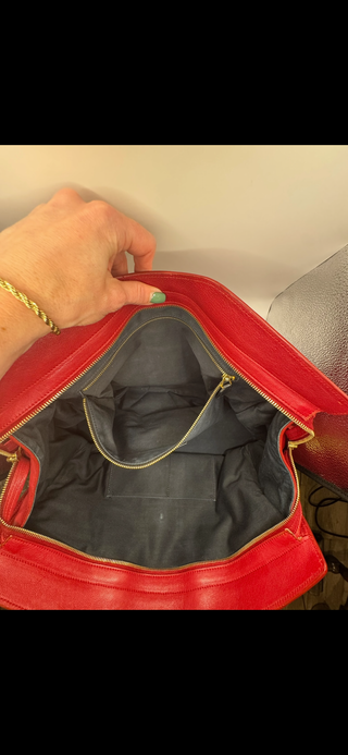 YSL Cabas Chyc Large Red Leather Tote Bag
