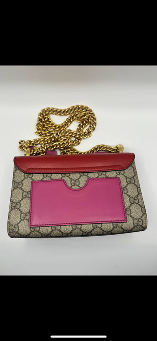 Gucci Padlock Small Shoulder Bag – GG Coated Canvas with Red & Magenta Leather