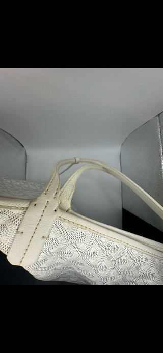 Authentic Goyard St. Louis GM Tote White Goyardine Canvas with Pouch