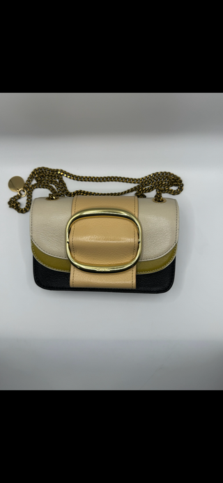 See by Chloé Mini Hopper Crossbody Shoulder Bag – Cement Beige Colorblock