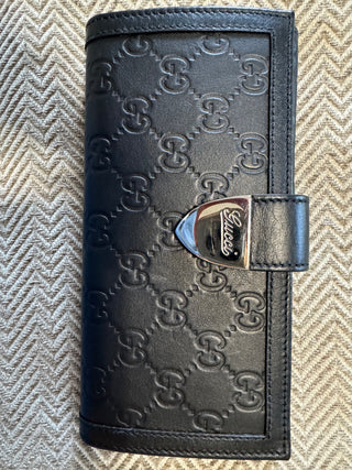 Gucci Guccissima Continental Wallet in Black