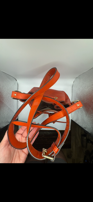 GUCCI Diamante Shoulder Bag Leather Red Gold