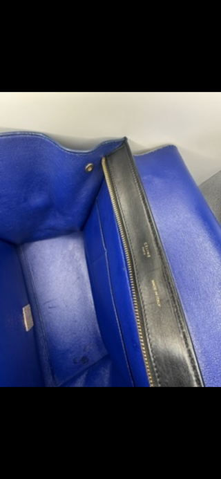 Céline Trapeze Tricolor Leather & Suede Shoulder Bag – Beige, Black, Blue