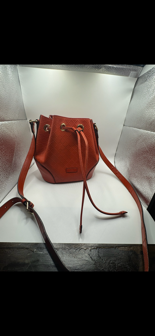 GUCCI Diamante Shoulder Bag Leather Red Gold