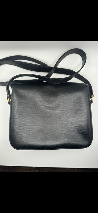 Céline Vintage Macadam Black Leather Crossbody Bag – Red Interior