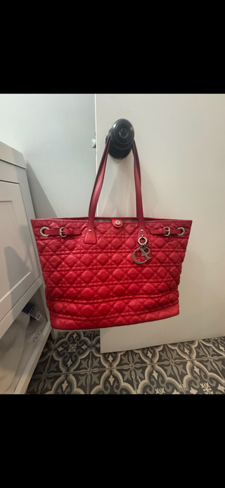 Christian Dior Large Cannage Panarea Tote Bag – Red