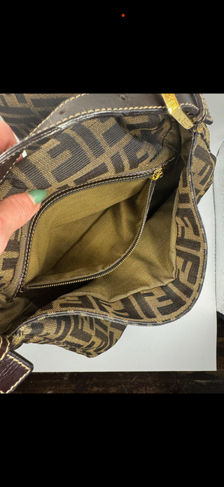 Fendi Zucca Mamma Baguette Shoulder Bag – Brown Canvas with Gold Hardware