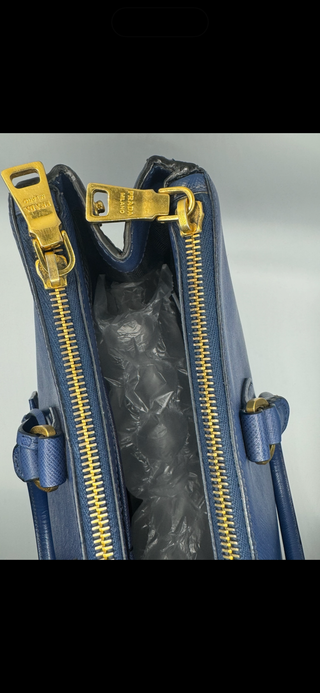 PRADA Galleria Double-Zip Medium Saffiano Leather Tote Bag Blue