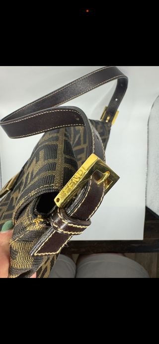 Fendi Zucca Mamma Baguette Shoulder Bag – Brown Canvas with Gold Hardware