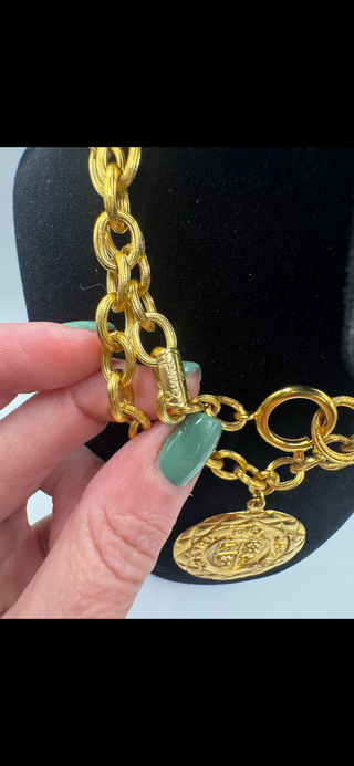 Chanel Vintage Gold-Tone CC Pendant Chain Necklace