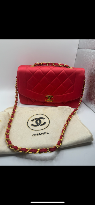 CHANEL Authentic Satin Quilted CC Mini Rectangular Flap Dark Pink/Red