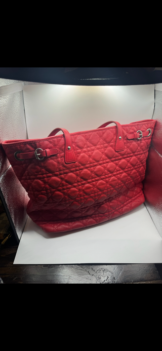 Christian Dior Large Cannage Panarea Tote Bag – Red