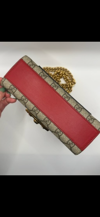 Gucci Padlock Small Shoulder Bag – GG Coated Canvas with Red & Magenta Leather
