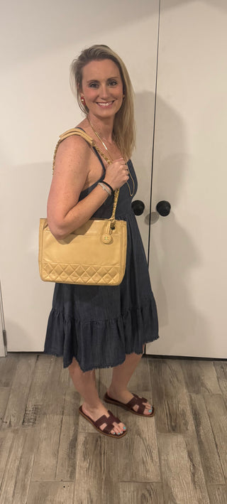 CHANEL Vintage Cream Calfskin Bag