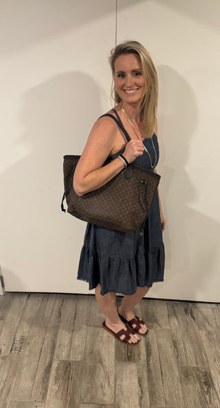 Louis Vuitton Monogram Idiel Never Full Mm Tote Bag Shoulder Canvas Fuzan MM
