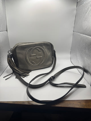 Gucci SoHo Medium Camera Crossbody bag in Gunmetal color