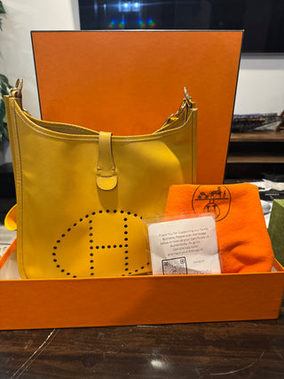 Hermes Evelyne Yellow Shoulder Bag Grand Modele (GM) Size