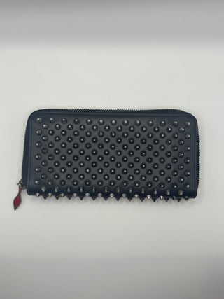 Christian Louboutin Panettone Long Zippy Wallet in Black Spiked Leather