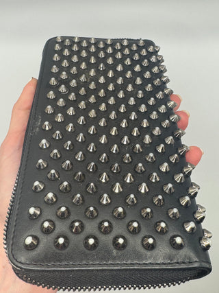 Christian Louboutin Panettone Long Zippy Wallet in Black Spiked Leather